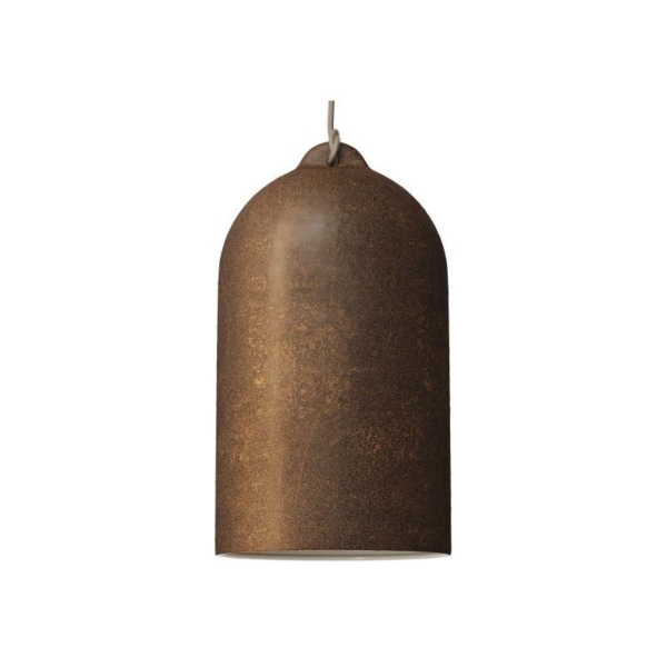 lampada a sospensione con cavo tessile e paralume campana xl in ceramica made in italy 3
