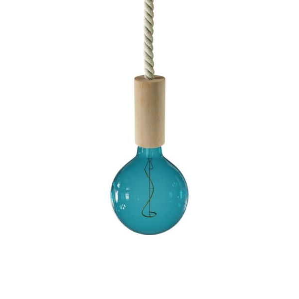 lampada a sospensione con cordone nautico xl e finiture in legno made in italy 3